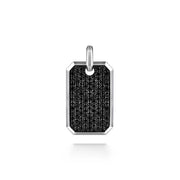 Men's Sterling Silver Black Spinel ID Dog Tag Pendant